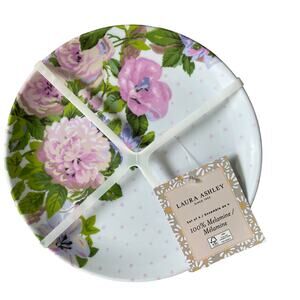 Laura Ashley Aveline 8in Melamine Salad Plates Spring Lavender Floral 4pc NEW